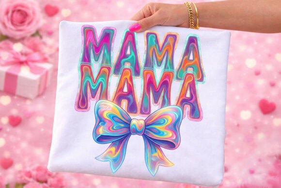 Brushstroke Mama Bow Retro T-Shirt PNG: Stylish Graphic Design
