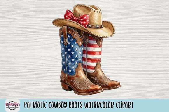 Celebrate Americana with Patriotic Cowboy Boots Clipart