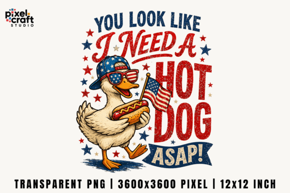 Funny 4th of July Hot Dog Duck PNG: Your Go-To for Hilarious Holiday Graphics