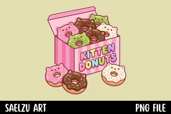 Kitten Donuts Kawaii Cat Lover Design: A Sweet Brand Asset