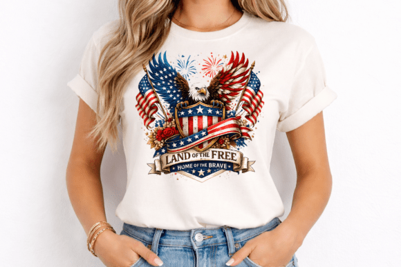Land of Free Eagle T-Shirt PNG: A Patriotic Design Asset