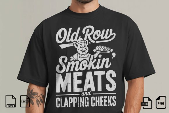 Old Row Smokin Meats BBQ T-Shirt Design