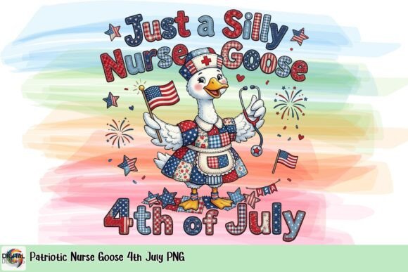 Patriotic Nurse Goose 4th July PNG: A Creative Asset