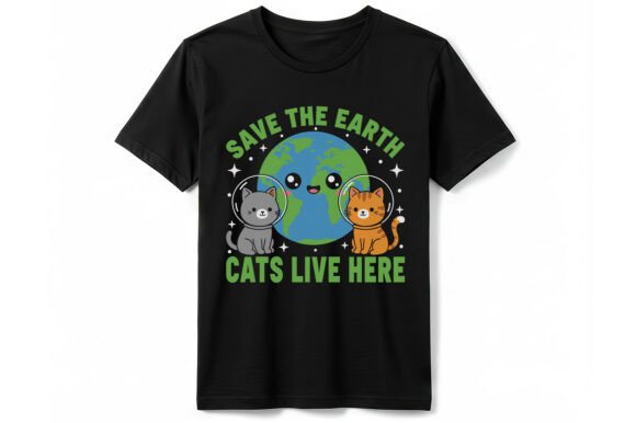Save the Earth Cats Live Here: A Graphic Tee for Eco-Conscious Cat Lovers