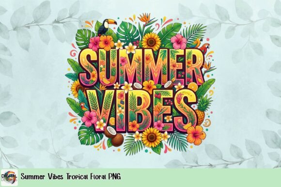 Summer Vibes Tropical Floral PNG: A Burst of Energy for Your Creative Projects