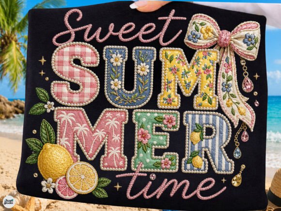 Sweet Summer Lemon Patch Embroidery PNG: A Fresh Design Asset